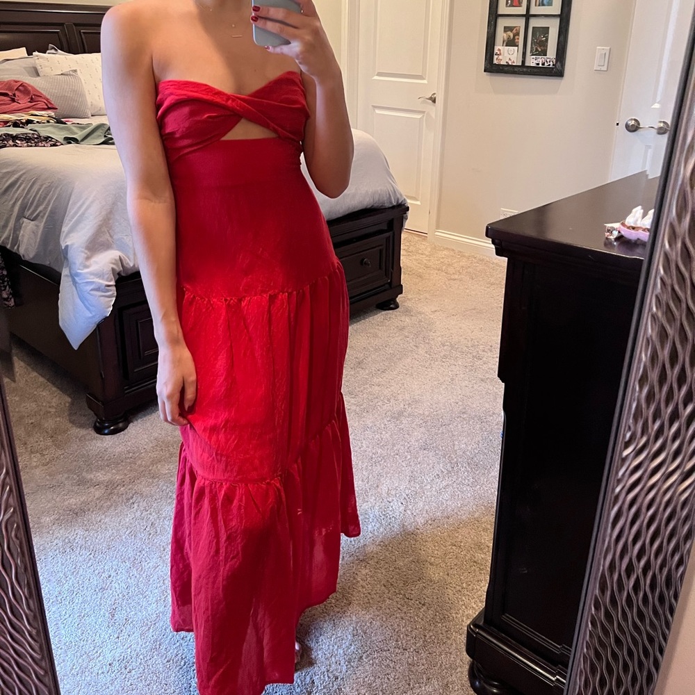 Red vacation maxi dress